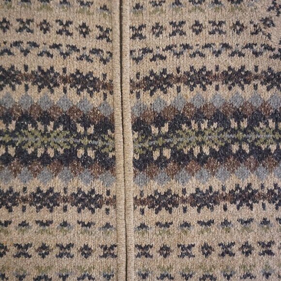 Vintage Craft & Barrel Taupe Knit w Navy Grandmac11% Wool Cardigan Sweater 1X - Picture 7 of 10